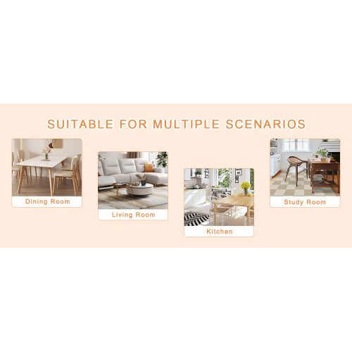 A Minimalist Retro Rectangular Dining Table With A Specially Textured Top And Black Metal Legs.Contemporary Minimalist MDF Wood Color Textured Tabletop.Able To Give People A Visual Beauty With Rules.