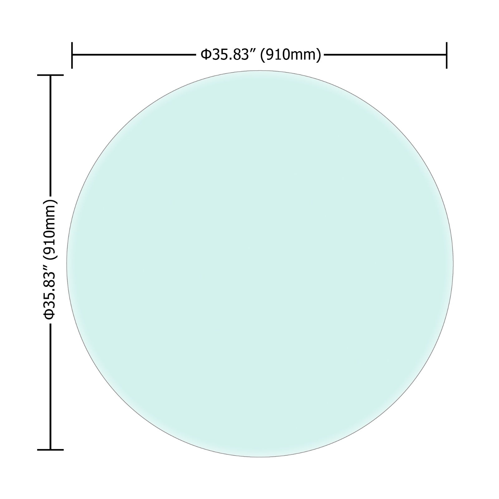 36 Round Tempered Glass Table Top 1 2  Thick Beveled Polished Edge