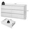 6 Drawer Double Dresser For Bedroom, Wide Storage Cabinet For Living Room Home Entryway, White