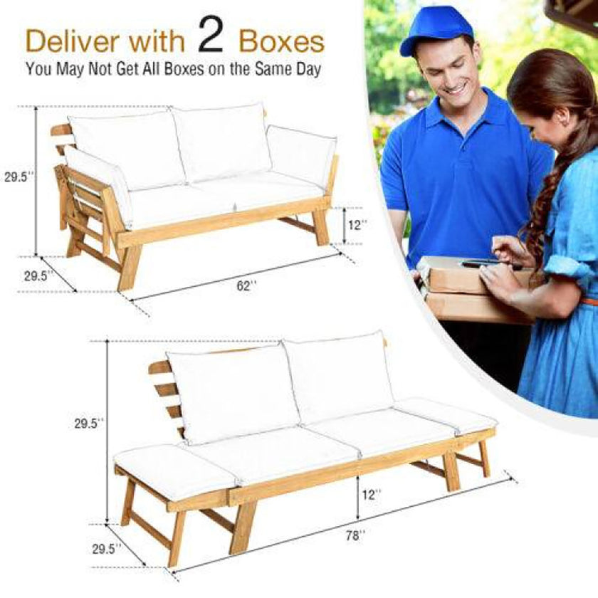 Adjustable Patio Convertible Sofa With Thick Cushion