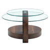 Modern Walnut Grain Double Layer Coffee Table - Versatile Design, Multiple Colors Available.Density Board Sticker,Reinforced Glass,Oval Countertop.