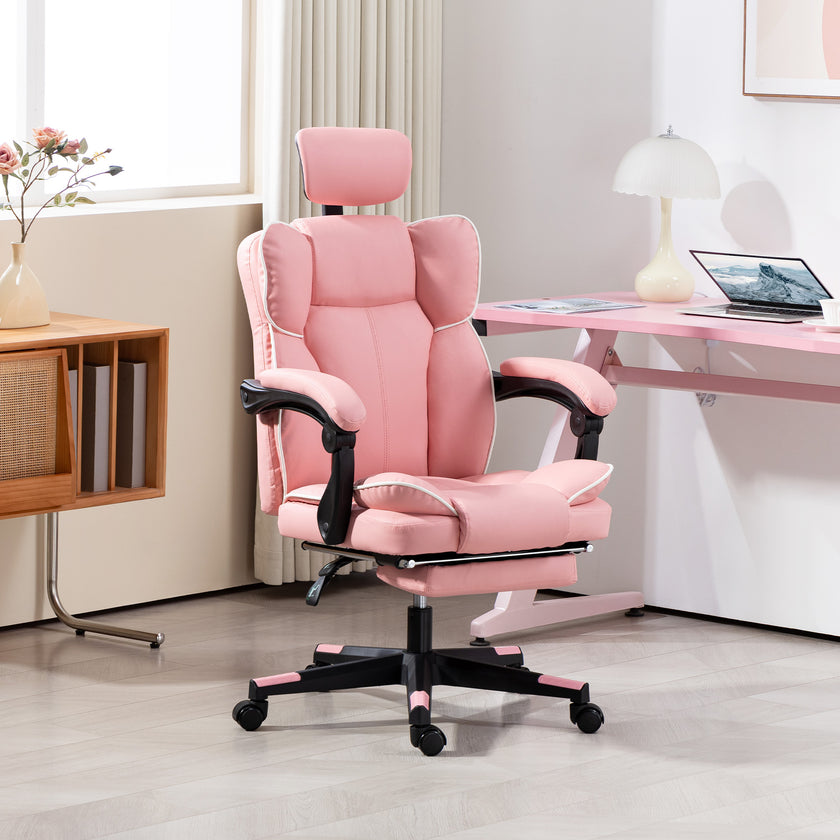 PU Leather Office Chair, Executive Desk Chair With Headrest, Foot Rest, Swivel Wheels, Reclining Computer Chair