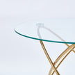 Dining Table With Golden Metal Leg And Tempered Glass,Modern Space Saving Kitchen Table For Living Room,golden Color Metal Legs