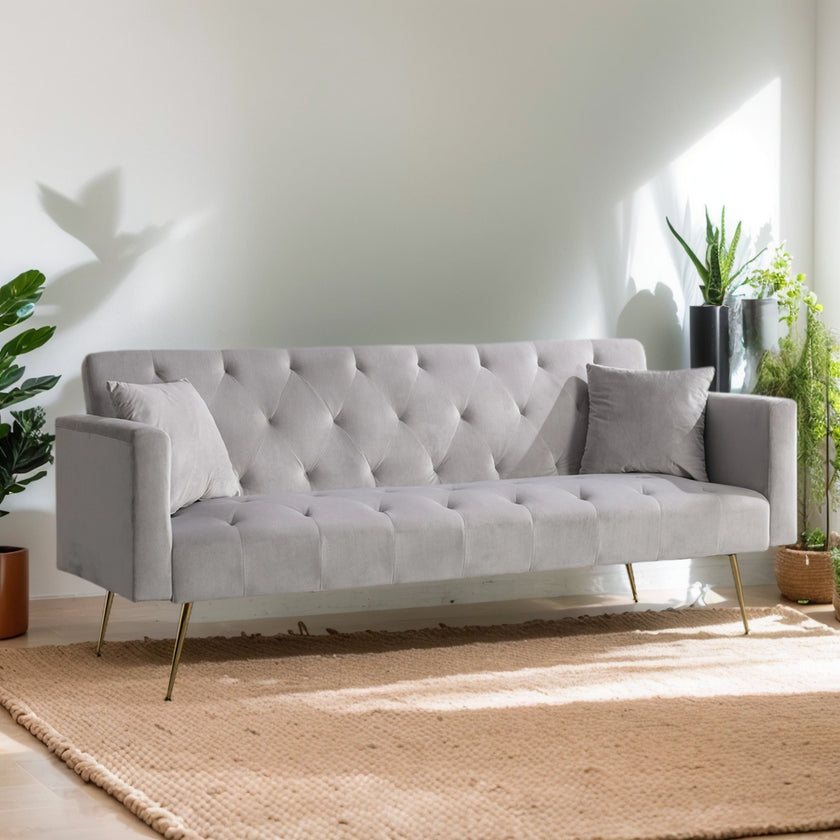 Modern Velvet  Sofa Bed Folding Futon For Lving Room