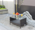 Outdoor Patio Furniture Coffee Table With Clear Tempered Glass