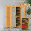 1Pc 6Tier Shoe Cabinet With Bamboo Shoe Rack Freestanding Shoe Organizer With 2 Hollow Doors And Handles 154lbs Max Load For Closet Hallway Living Room