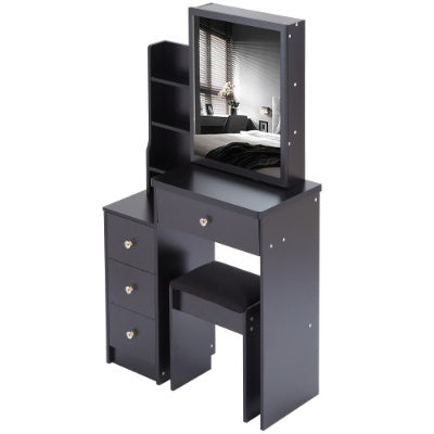 29.2 Small Space Left Bedside Cabinet Vanity Table   Cushioned Stool, Extra Large Right Sliding Mirror  Multi Layer High Capacity Storage, Practical Fashionable Dresser Suitable For Small Space