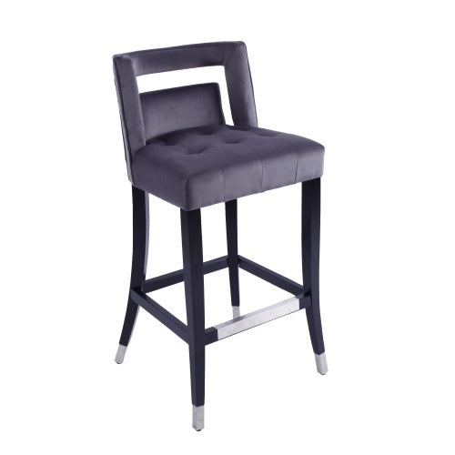 Suede Velvet Barstool With Nailheads Dining Room Chair2 Pcs Set - 30 Inch Seater Height