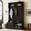 Hall Tree With Top Shelf And Storage Bench, Hallway Shoe Cabinet With Sliding Doors, Coat Rack With 5 Hanging Hooks For Entryways Hallways