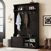 Hall Tree With Top Shelf And Storage Bench, Hallway Shoe Cabinet With Sliding Doors, Coat Rack With 5 Hanging Hooks For Entryways Hallways