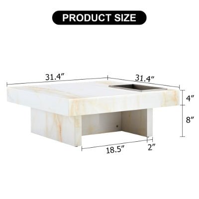 A Modern And Practical Coffee Table With Imitation Marble Patterns, Made Of MDF Material. The Fusion Of Elegance And Natural Fashion 31.4X 31.4X12