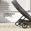 Patio Wicker Chaise Lounge Chair, Outdoor PE Rattan Sun Lounger With Adjustable Backrest And 2 Wheels, Gray