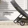 Patio Wicker Chaise Lounge Chair, Outdoor PE Rattan Sun Lounger With Adjustable Backrest And 2 Wheels, Gray