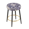 Counter Height Bar Stools Set Of 2, PU Kitchen Stools Upholstered Dining Chair Stools 24 Inches Height With Golden Footrest For Kitchen Island Coffee Shop Bar Home Balcony Silver Leaves Velvet