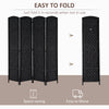 4 Panel Wicker Room Divider Folding Privacy Screen 6' Tall Black