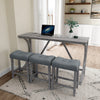 Bar Table Set With Power Outlet, Bar Table And Chairs Set, 4 Piece Dining Table Set, Industrial Brea