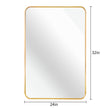 24x32 Inch Gold Metal Framed Rectangular Bathrrom Mirror For Wall.
