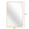24x32 Inch Gold Metal Framed Rectangular Bathrrom Mirror For Wall.