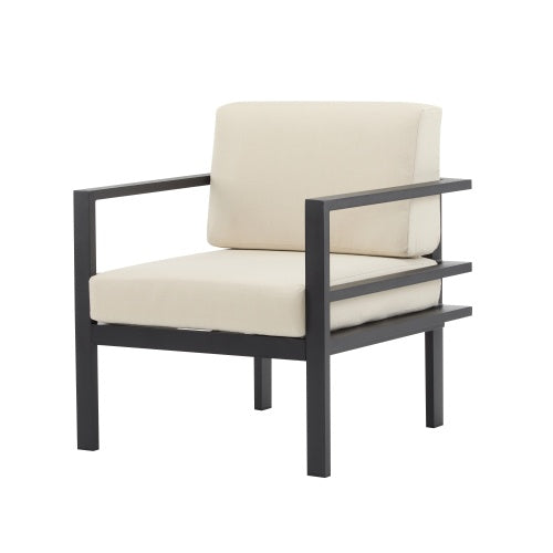 27.7 Modern Outdoor Lounge Chair With Aluminum Frame, Weather-Resistant Cushions, Sleek Design, Perfect For Patio, Garden, Or Balcony