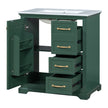 30 Bathroom Vanity With Sink, One Package, Green Bathroom Cabinet With Drawers, Solid Frame And MDF Board