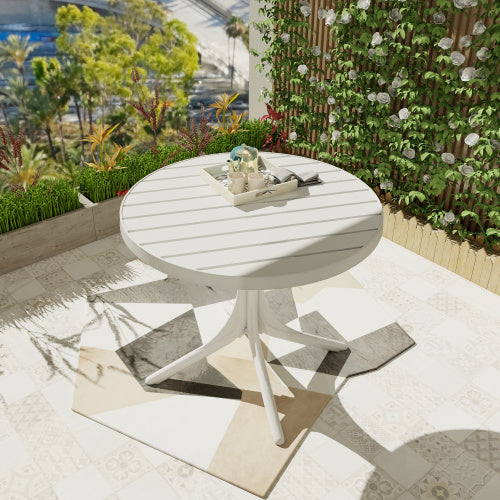 Modern White Round Plastic Table  36 Inch IndoorOutdoor Dining Table & Coffee Table, Lightweight Polypropylene All-Weather Patio Table For Garden, Courtyard, Kitchen, Camping