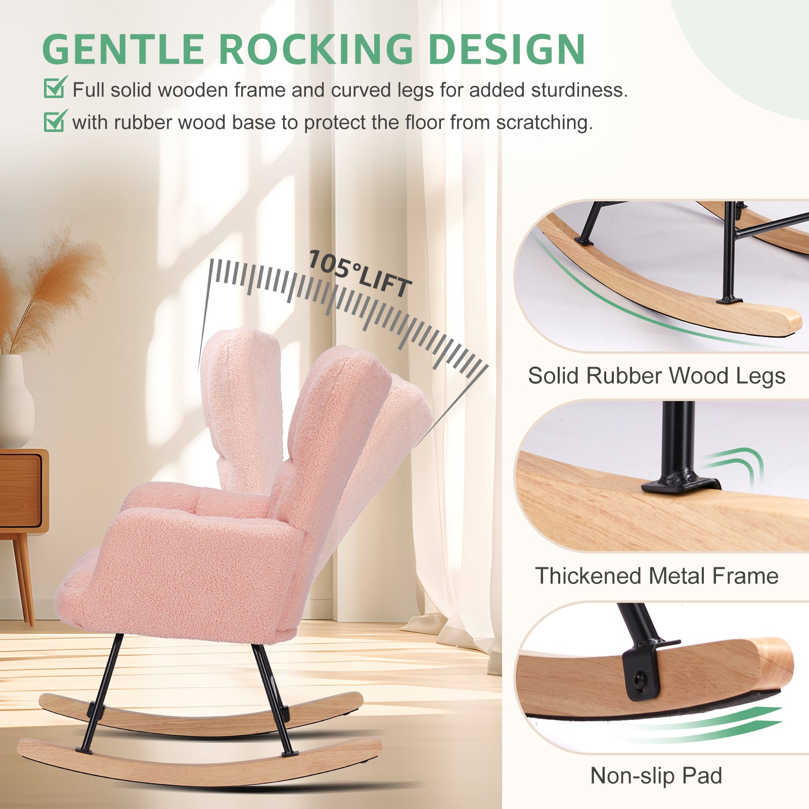 Teddy Fabric Gliding Rocking Chair