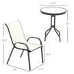 3 Pieces Bistro Set, Small Patio Furniture Set With Stackable Chairs And Glass Table For Backyard, Balcony, Beige