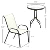 3 Pieces Bistro Set, Small Patio Furniture Set With Stackable Chairs And Glass Table For Backyard, Balcony, Beige