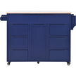K&K Store Kitchen Cart With Rubber Wood Top, 8 Handle-Free Drawers