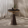 Tempered Glass Round Light Luxury Modern Solid Wood Side Table