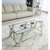 Modern Stainless Steel Coffee Table Set Set Of 2, Double-Layer Clear Tempered Glass Table Top, Coffee Table  End Side Table 2-Pieces Sets For Living Room Home Office, Silver