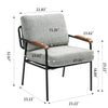 Modern Accent Chair With Natural Wood Armrests And Black Metal Frame, Light Beige Upholstered Seat And Backrest, Comfortable Lounge Chair For Bedroom, Living Room, Dining Room, Set Of 1