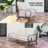 5 Piece Backyard Patio Furniture Set, Outdoor Furniture Set With 2 Rocking Chairs, 3-Seat Sofa, And 2 Ottomans, Beige