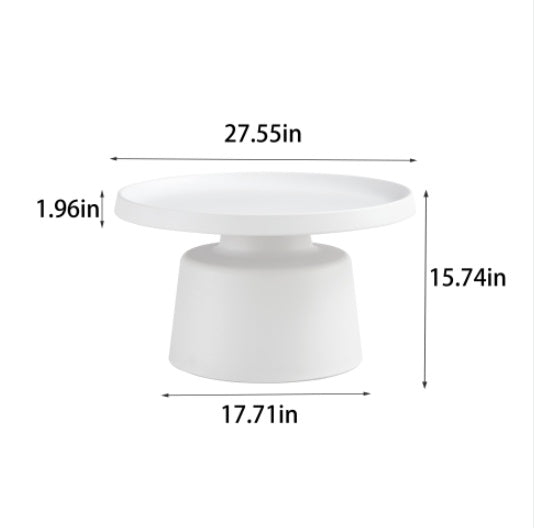 Set Of 2 Round Metal Side Coffee Table Black And White 70cm And Balck 50 Cm