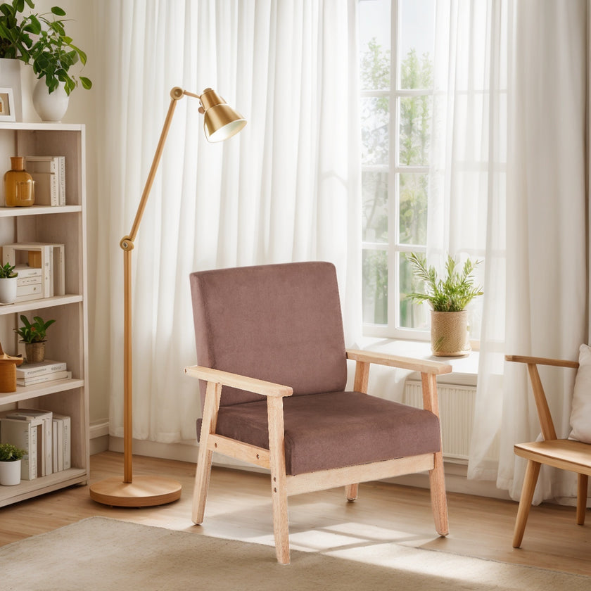 Velvet Accent Chair Relaxing Armchair With Solid Wood Frame For Living Room