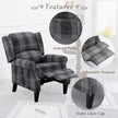 Vintage Armchair Sofa Comfortable Upholstered Leisure Chair  Recliner Chair For Living Room Grey Check