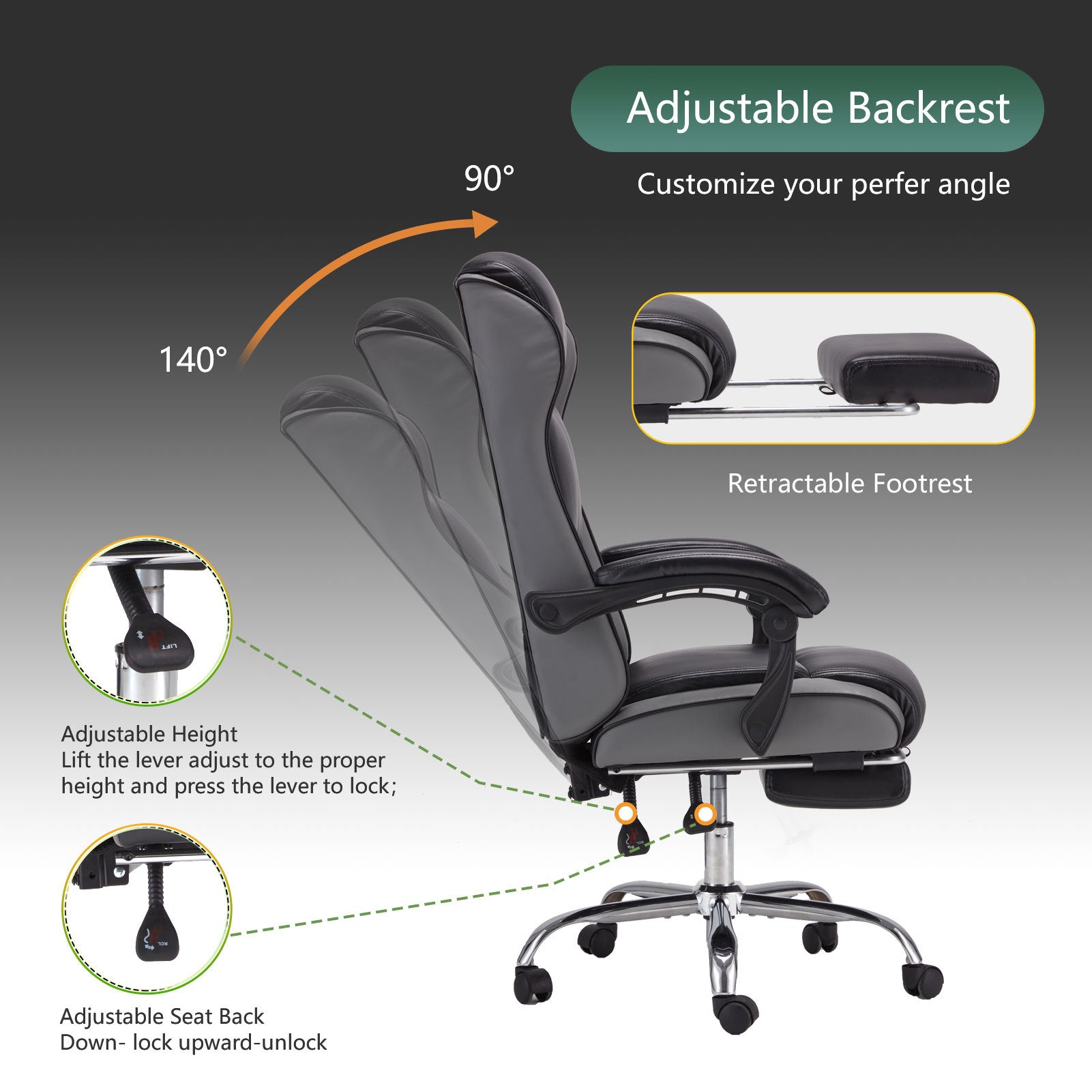 Executive Chair With Headrest Thicker