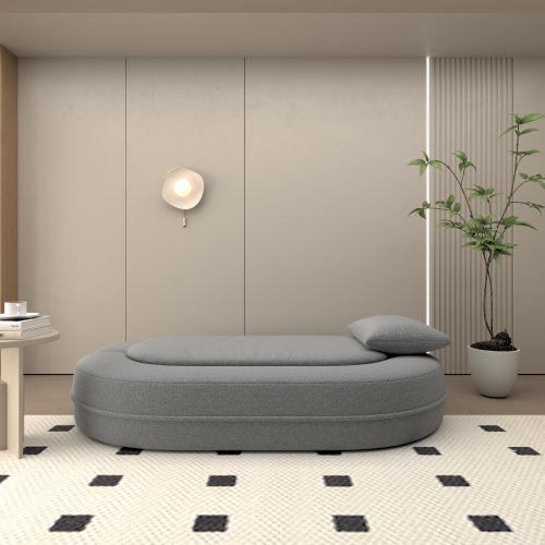 Folding Sofa Bed, Convertible Futon Sleeper Bed, 2-in-1 Foldable Floor Mattress With 2 Pillows, Breathable High-Density Foam Lazy Couch, Comfy Lounge Chair, Twin Size, Light Gray