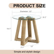 Modern And Practical Round Table. Made Of Clear Tempered Glass Top And Wood-coloured MDF Material. Suitable For Living Rooms And Bedrooms