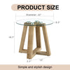 Modern And Practical Round Table. Made Of Clear Tempered Glass Top And Wood-coloured MDF Material. Suitable For Living Rooms And Bedrooms