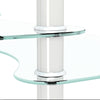 Transparent Oval Glass Coffee Table, Modern 3-Layer With Stainless Steel Leg