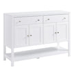 Modern White Buffet, Metal Hinges & Round Handles, Dining Room Storage