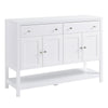 Modern White Buffet, Metal Hinges & Round Handles, Dining Room Storage