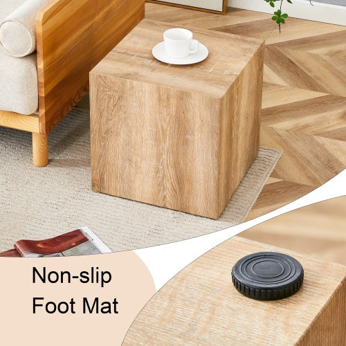 Elevate Your Living Space With This Square Modern MDF Coffee Table That Showcases Smooth, Light Wood Color Texture Patterns. It Is Characterized By Stylish Design.15.7x15.7x15.7