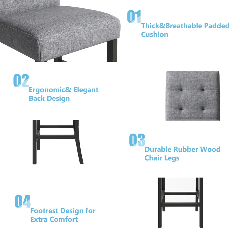 TOPMAX 5-Piece Counter Height Dining Set, Wood Table  Chairs Stools W Footrest