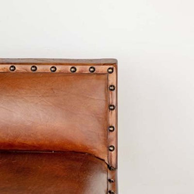 Gavin Mid-Century Modern 25'' Solid Wood Genuine Leather Counter Stool In Tan 31-Inch