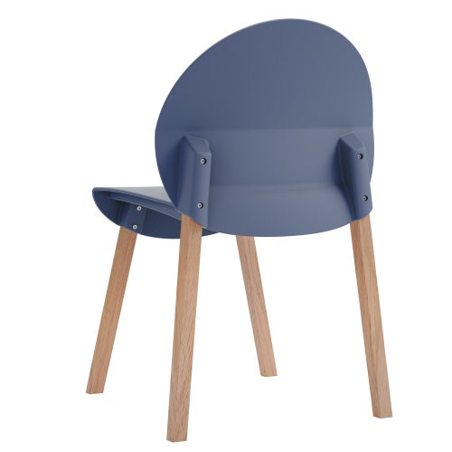 4-Pack Grey Blue Chairs  Red Oak Wood Legs & PP Seat, Indoor Dining & Living Room Furniture Set