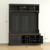 3-in-1 Hall Tree With Shoe Storage, Coat Rack With Bench, Entryway Furniture With Hooks, Black Wood Grain