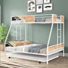 Metal Double Bunk Bed With Rollers Heavy Duty Sturdy Metal Noise Reduction Safety Barrier Wood Trim