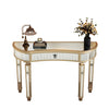 47 Half  Moon Mirrored Console Table With Fluted Glass  Crystal Knob Drawer  Silver Entryway Vanity Desk For BedroomDressing RoomGold Sliver